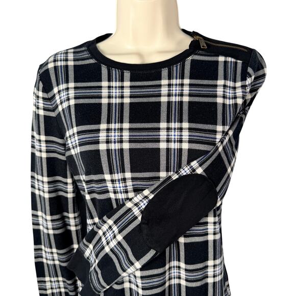 Lauren Ralph Lauren Tops - Lauren Ralph Lauren T-shirt Womens Small Plaid Faux Suede Elbow Patch 3/4 Sleeve